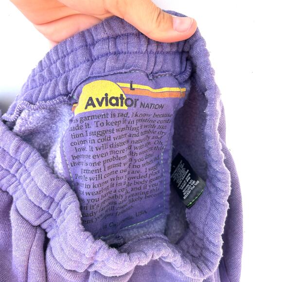Aviator Nation Rugby Wide Leg Sweatpants Cropped Sweatshirt Large Faded Grape - Picture 15 of 16